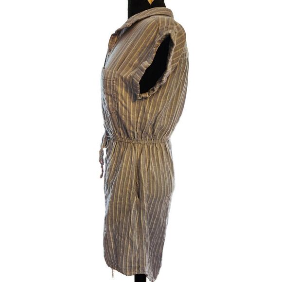 Japna Blue White Striped Cotton Mini Cap Sleeve Shirt Dress Size Small Summer  E - Picture 2 of 4